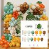 Kit Arco Guirlanda de Balões Floresta 128 Peças Marrom Laranja Verde Sálvia Balões Látex para Chá de Bebê Selva Decoração Festa de Aniversário Presentes