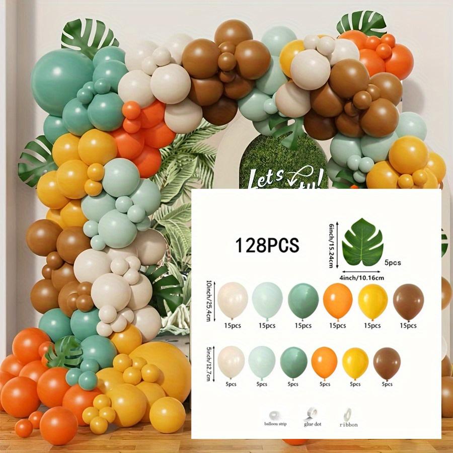 Kit Arco Guirlanda de Balões Floresta 128 Peças Marrom Laranja Verde Sálvia Balões Látex para Chá de Bebê Selva Decoração Festa de Aniversário Presentes