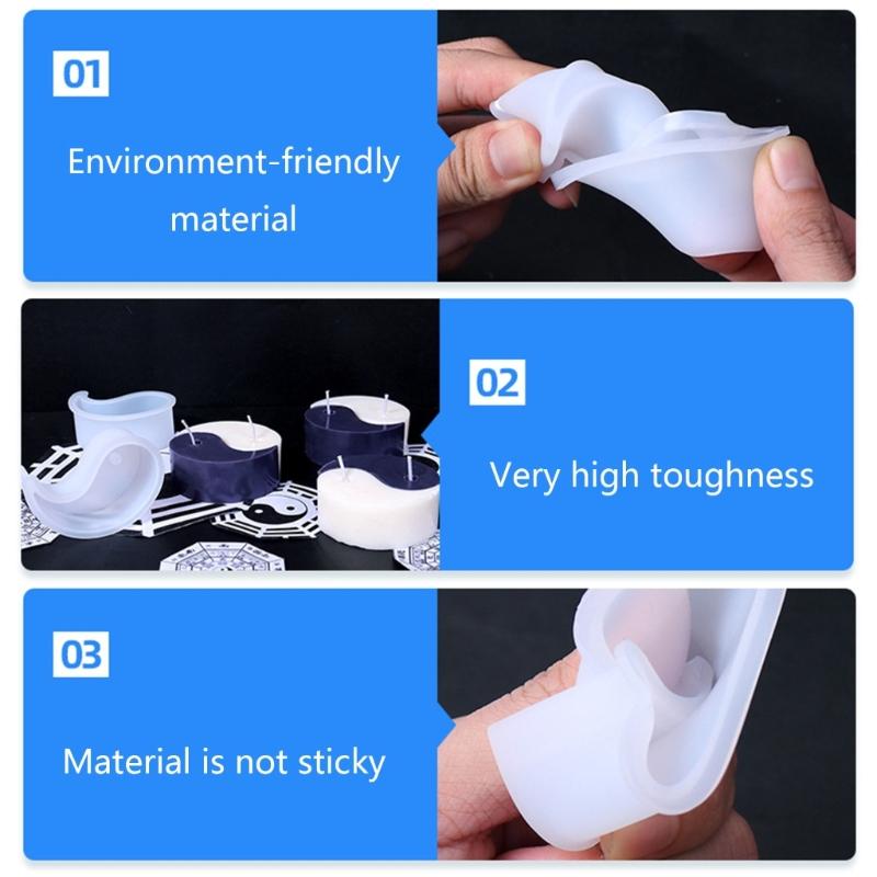 3D-Candle Mold Tai Chi Yin Yang Candle Silicone Mold Handmade Soap Mold DIY Fondant Candy Mold Chocolate Decorating Tool