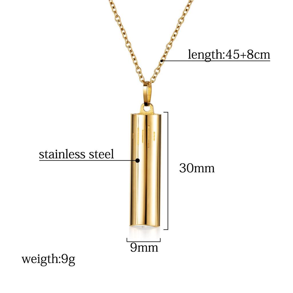 Gold Titanium Steel Meditation Pendant Necklace - Hand Polished Stainless Steel Jewelry