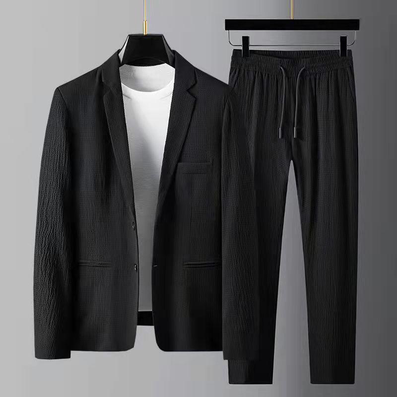 Men's Spring Fashion Slim Fit Suit: Korean Style Long Sleeve Two-Piece Set