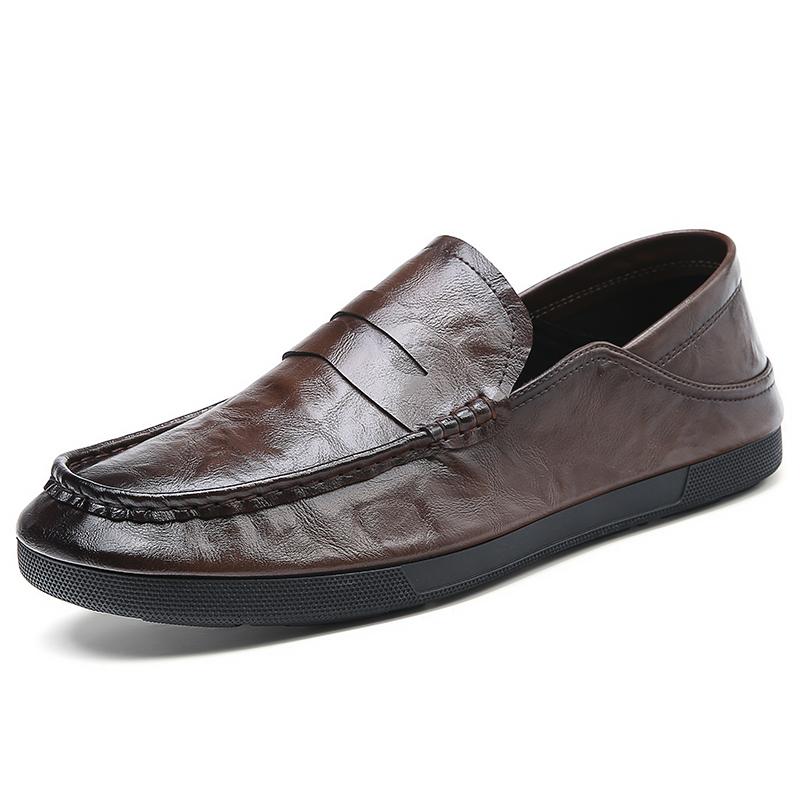 

Fashion2024 Men Loafers Casual Shoes New Handmade Moccasins Shoes Men Comfortable Driving Leather British Shoes Designer Male Sneakers 44 коричневый