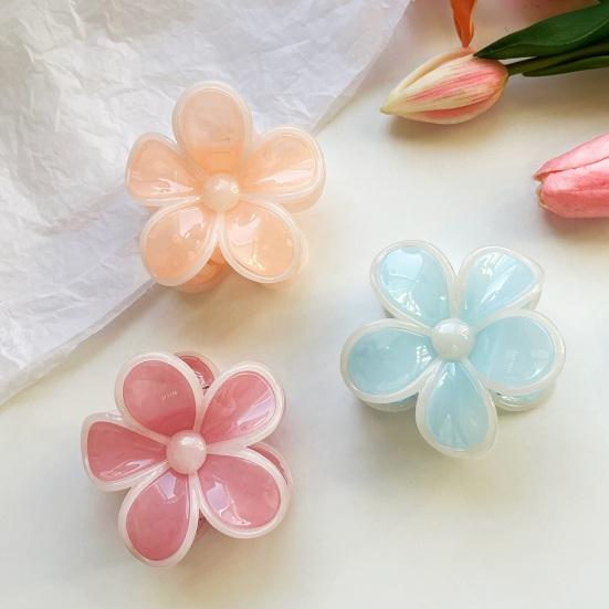 Hair Claw Flower Shape Stable Grip Glossy Shark Hair Clip Half-Tied Hair Ponytail Updo Hair Claw Hair Accessories