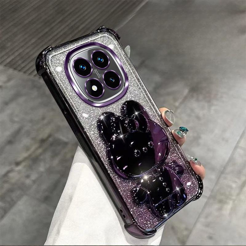 Redmi Note 14 Pro Case With Mirror Holder Glitter Shockproof Cover For Xiaomi Redmi Note 14 15 Pro Plus 15 15C 14C 4G 5G Case