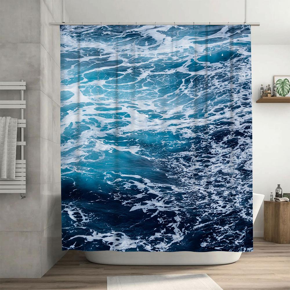 Blue Jellyfish Shower Curtain – Waterproof Ocean-Themed Bath Decor | Easy Customization for Modern Bathroom