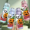 1PC Ghost Pumpkin Halloween Funny Art 750ml Color Plastic Sports Water Bottle Leakproof Flip Straw Lid Suitable for Sports Office Home Use