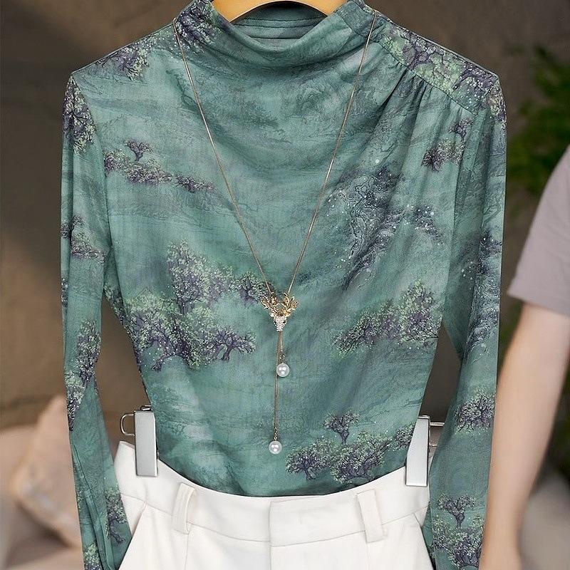 

Ранняя осень Новая мода в иностранном стиле Нишевая полуводолазка Футболка Темперамент Нижняя рубашка Джемпер XXXL