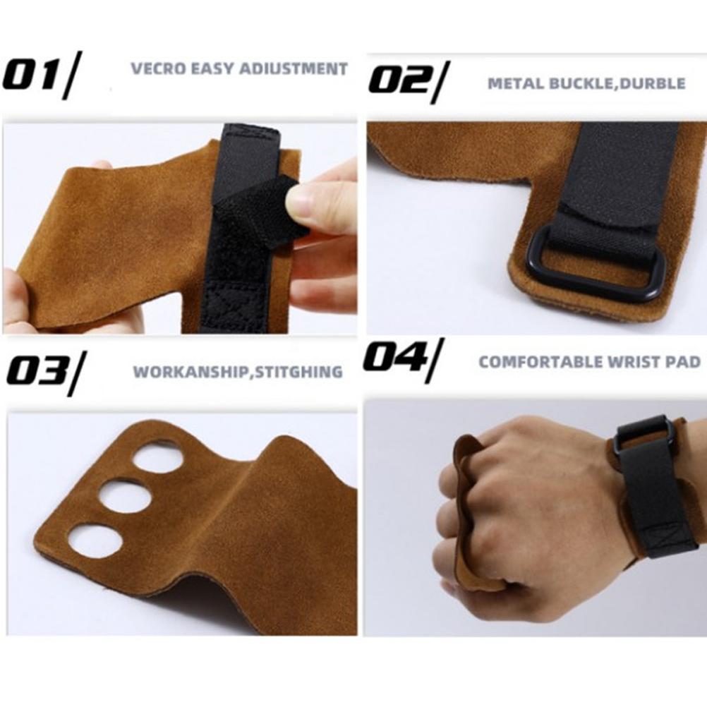 2 Pcs Leather Gymnastic Hand Grips Anti Skid Bodybuilding Grips Weight Lifting Pull Up Bar Workout Palm Protector Gloves