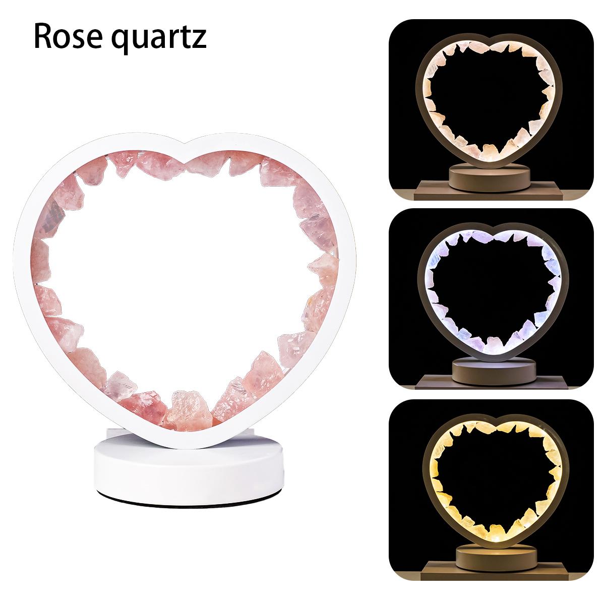 1PC Bedside Heart Lamp Natural Quartz Amethyst Flowers Raw Stone Crystal Lamp Soothing Night For Bedroom And Desk