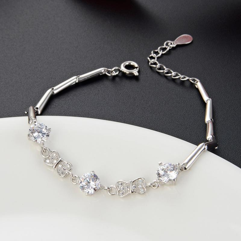 Lindon Damen-Armband aus 925er-Sterlingsilber, Zirkon-Schmuck, geometrische Perlenkette, Gliederarmband, modisch, feines Hochzeitsgeschenk für Freundin