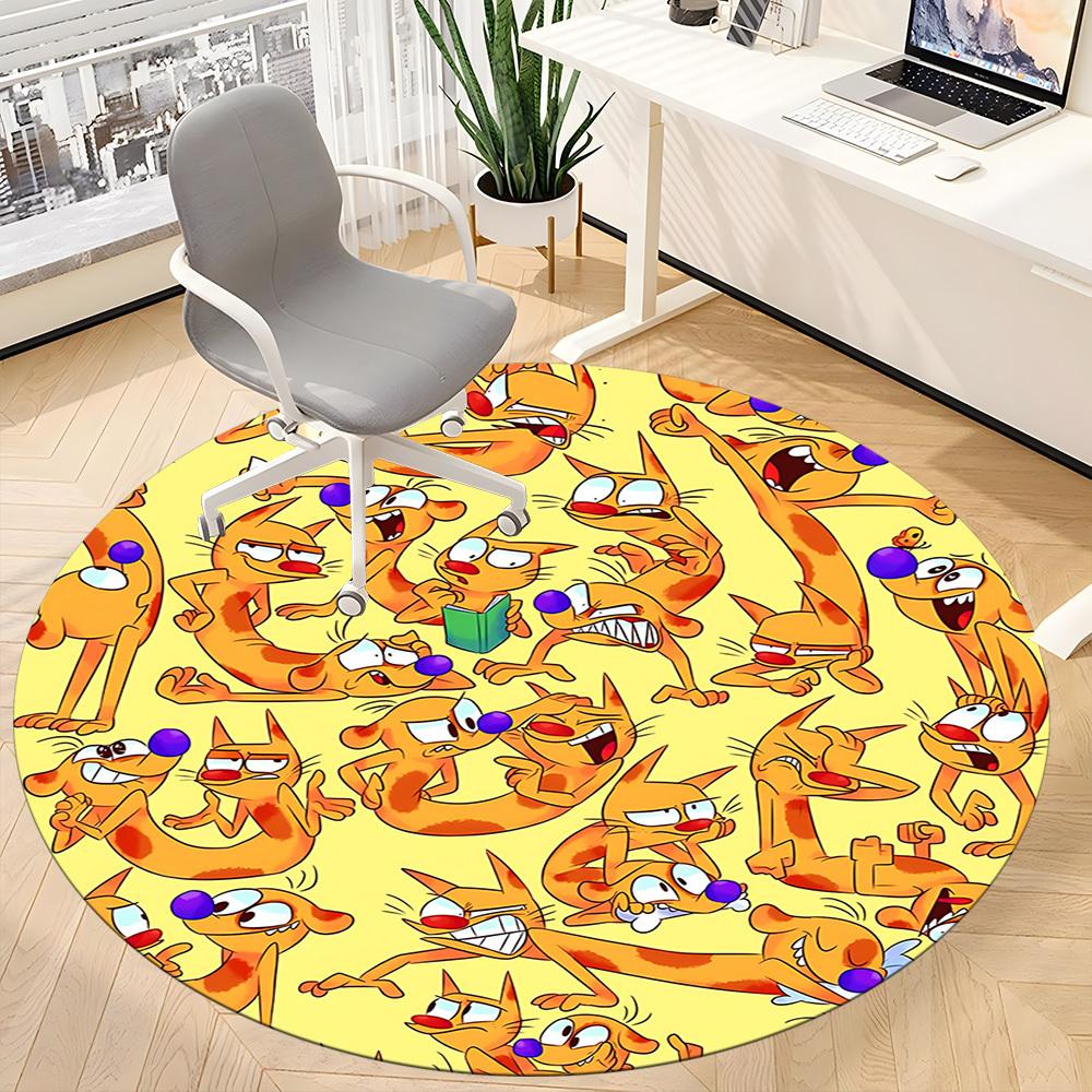 1 Stück Katze Hund Büro Runder Teppich, Schlafzimmer Wohnzimmer Heimdeko, Zimmerdeko, Offic a1016120