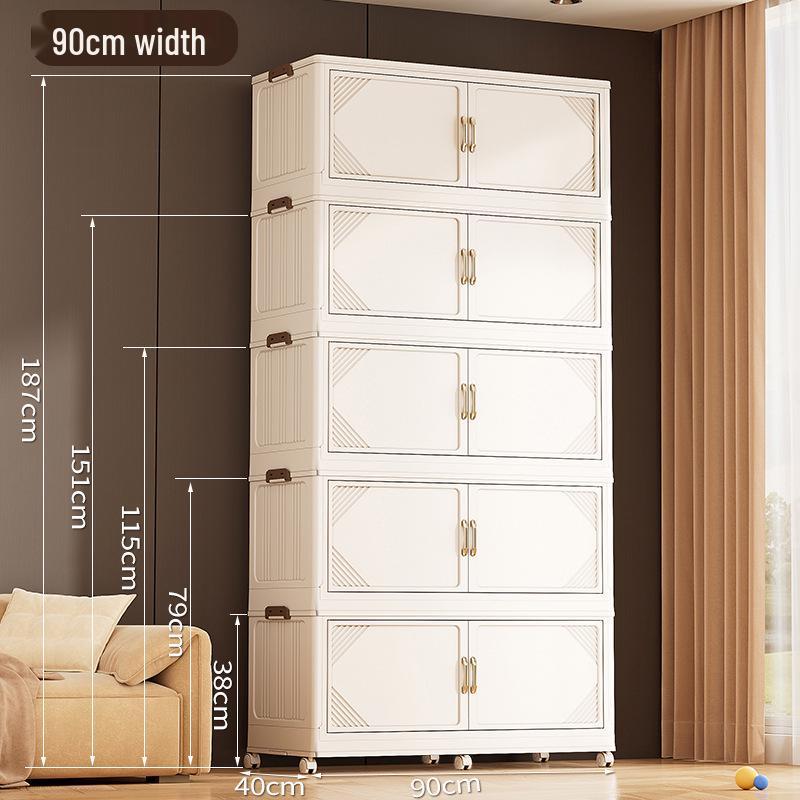 Multi-Layer Double-Door Plastic Storage Cabinet: Shoe, Toy, & Snack Organizer for Living Room