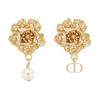 Gold Plated, Metal, Resin, Pearl Earrings Unisex Gold E4111WOMRS_D301
