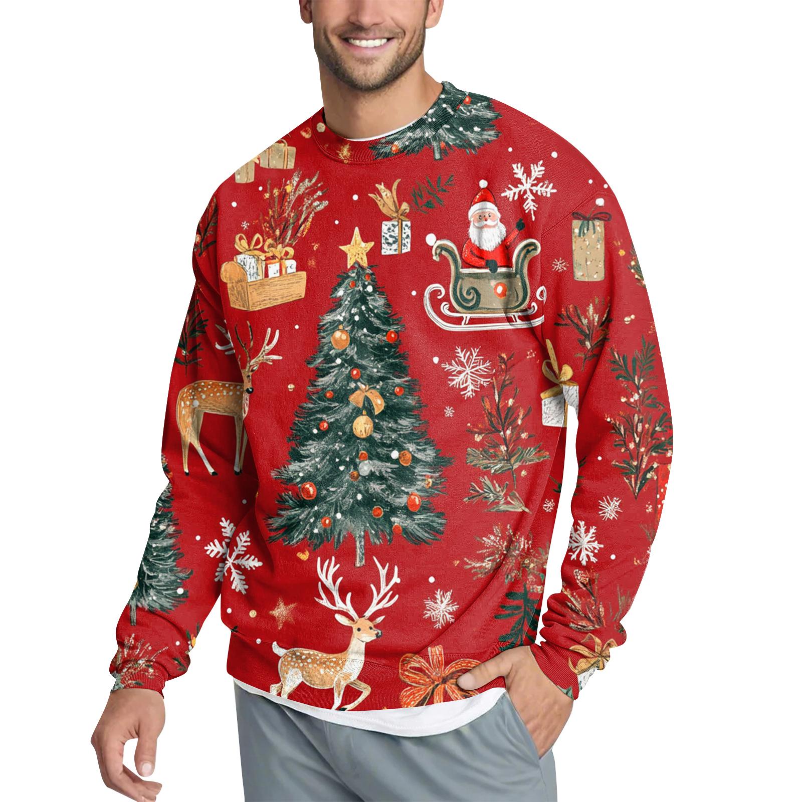 

Мужской повседневный модный свитшот с принтом и круглым вырезом L красный