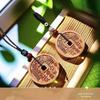 Peach Wood Ghost Coin Pendant Necklace & Keychain for Men and Women