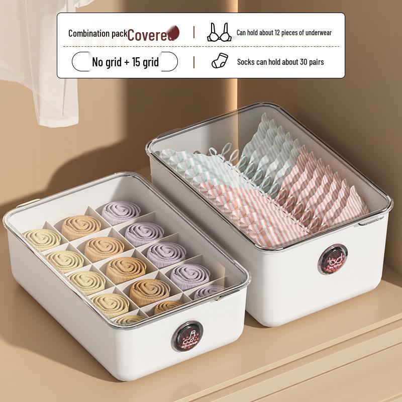 3-in-1 Dustproof Underwear and Sock Organizer with Lid