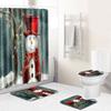 Christmas Home Shower Curtain Polyester Cloth Four-Piece Toilet Floor Mat Bathroom Non-Slip Door Mat Bedroom Carpet