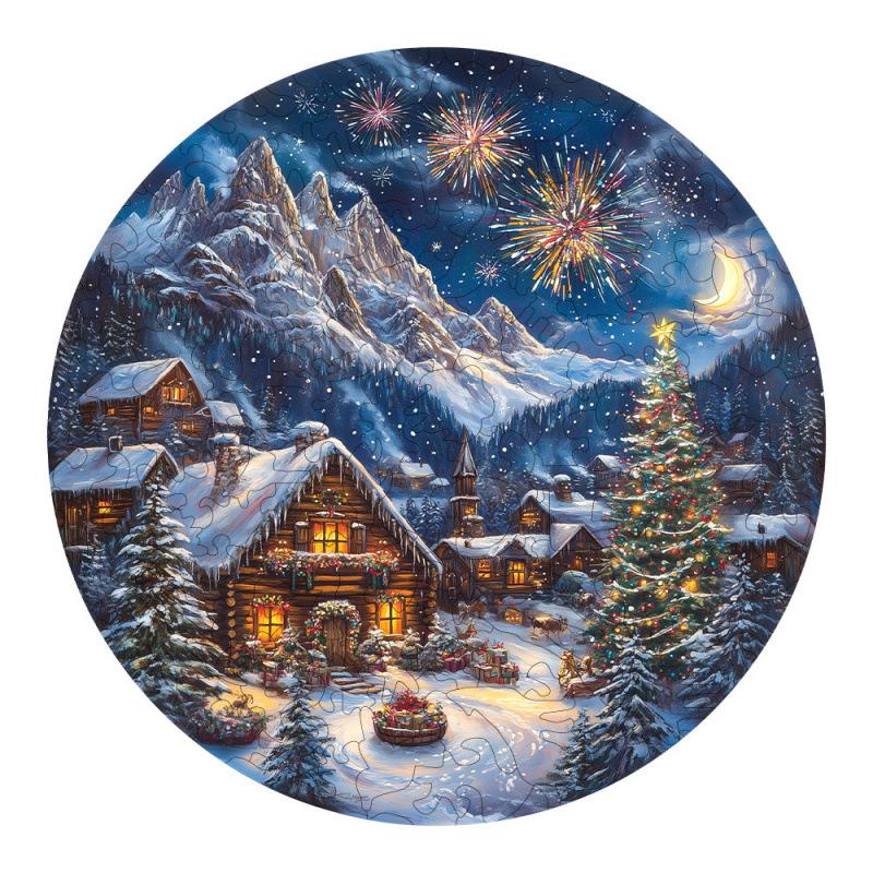 Wooden Puzzle Christmas Snow Scene Small Animal Shape Puzzle Flat Wooden Puzzle