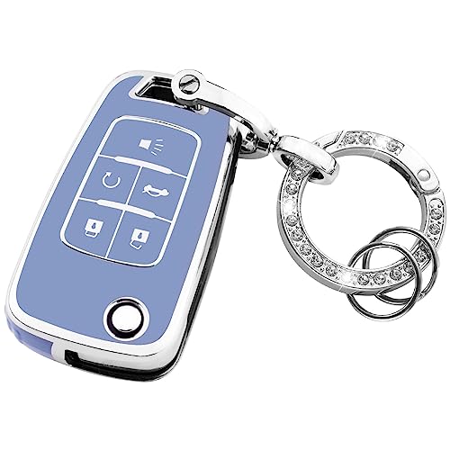 For Chevy Key Fob Cover with Keychain,Premium TPU Full Protection Key Case Shell for Equinox Camaro Cruze Malibu Impala Spark Sonic GMC