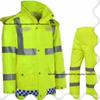 Fluorescent Green Reflective Raincoat and Pants Set for Traffic Duty