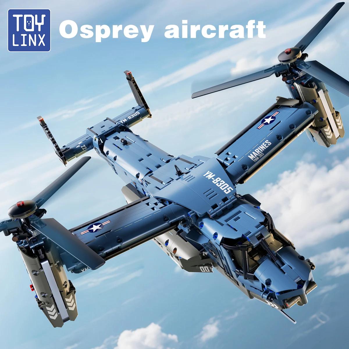 

Military V-22 Osprey Tiltrotor Building Blocks Set Large Size High-Fidelity Sliding Roller Aircraft Model Propellers Bricks Toy