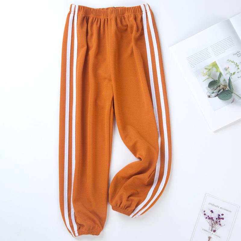 Summer Anti-Mosquito Pants for Boys and Girls with Elastic Waistband and Sporty Side Stripes