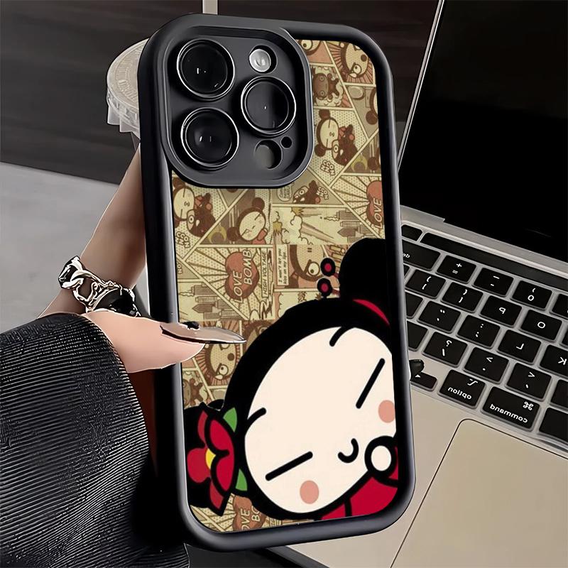 Phone Case for iPhone 17 Air 16E 15 16 Pro Max Cartoon Cute Pucca Garu Cover 14 Plus 13 12 Mini Soft Shell Silicone Fundas