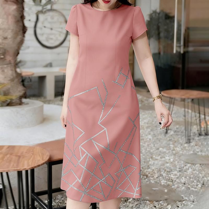 ZANZEA Women Casual Round Neck Summer Short Sleeve Print Dress