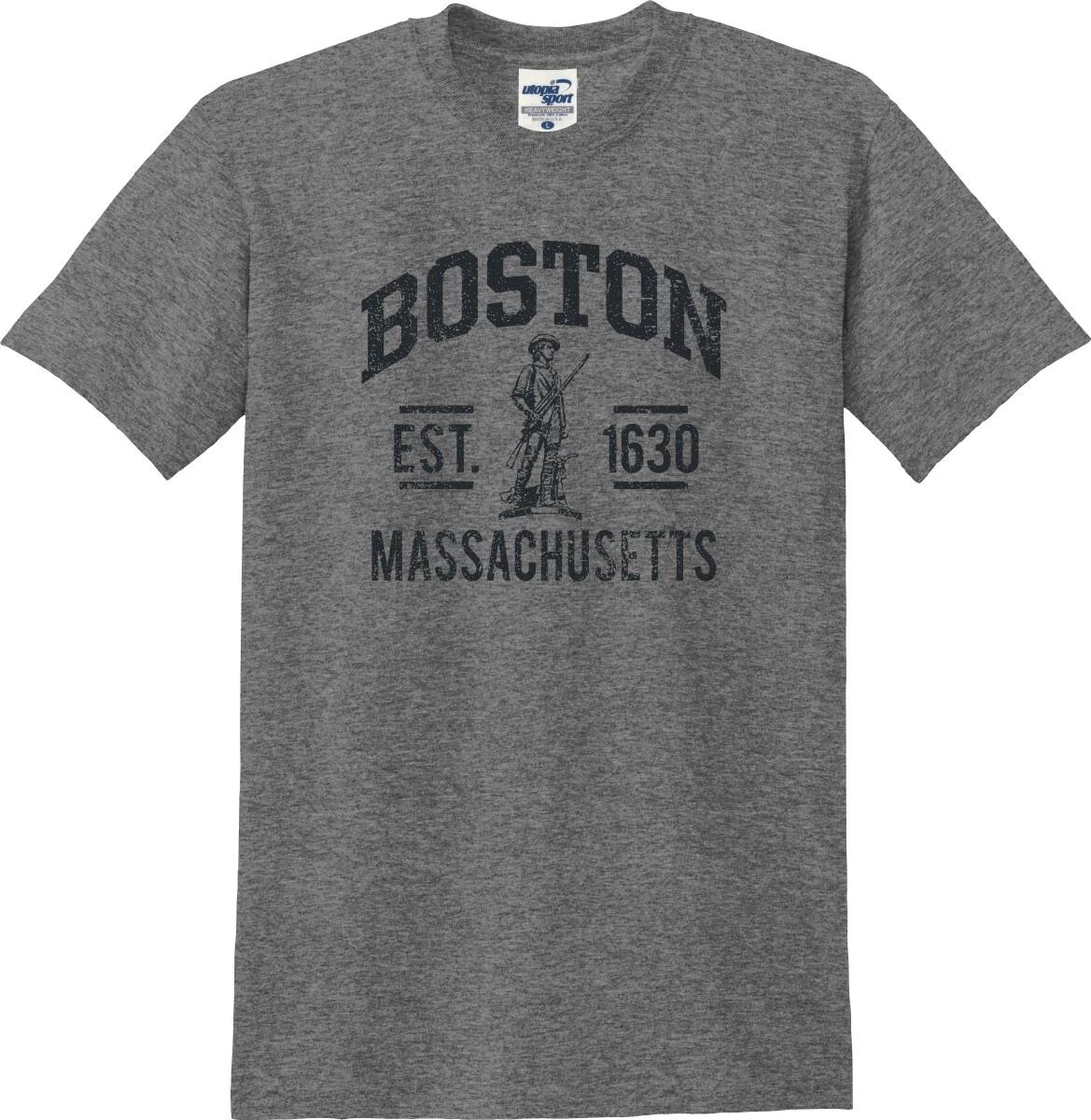 Boston Massachusetts Est. 1630 Minute Man Distressed Unisex T shirt (S-5X) 2XL