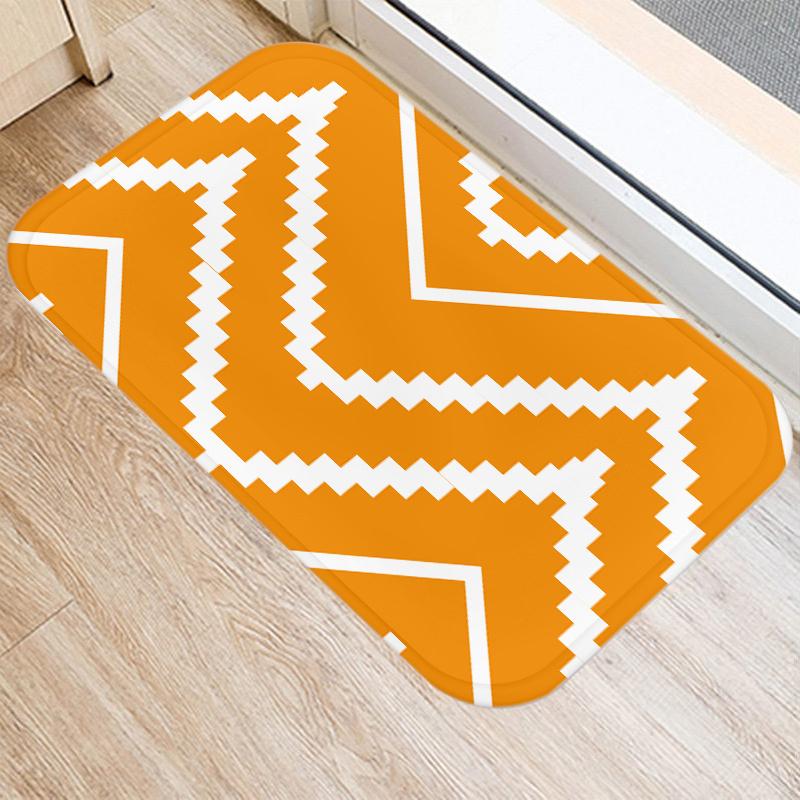 Fashion Orange Geometric Pattern Entrance Door Mat Bathroom Kitchen Anti-Slip Floor Indoor Room Home Decor Non-Slip Rug