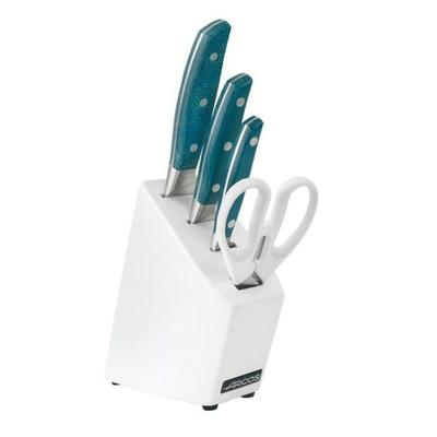 Knife and Scissors Block - ARCOS - Brooklyn - Nitrum Stainless Steel Blades - Riveted Micarta Handles - Turquoise