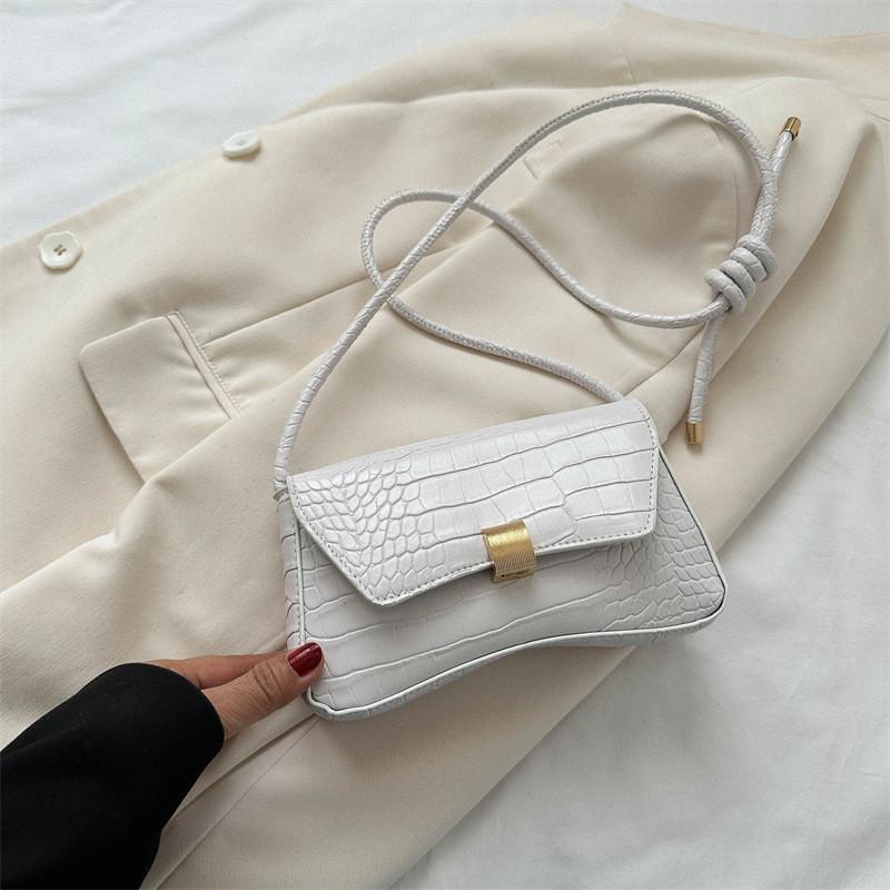 Fashionable Small Square Shoulder Bag In Black White Brown Casual Pu Crossbody Style