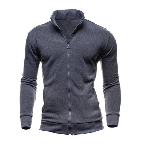 Yousheng Men Zip-up Sweatshirt Mock Neck Long Sleeve Jacket Solid Color Full Zip Casual Top for Outdoor Jogging Sports Gym Wear M темно-серого 1360₽