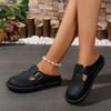 Fashion 2024 Hot Sale Shoes Female Buckle Women's Slippers Spring Autumn Closed Toe Solid Solft Sole Casual Comfortable Flat Slippers