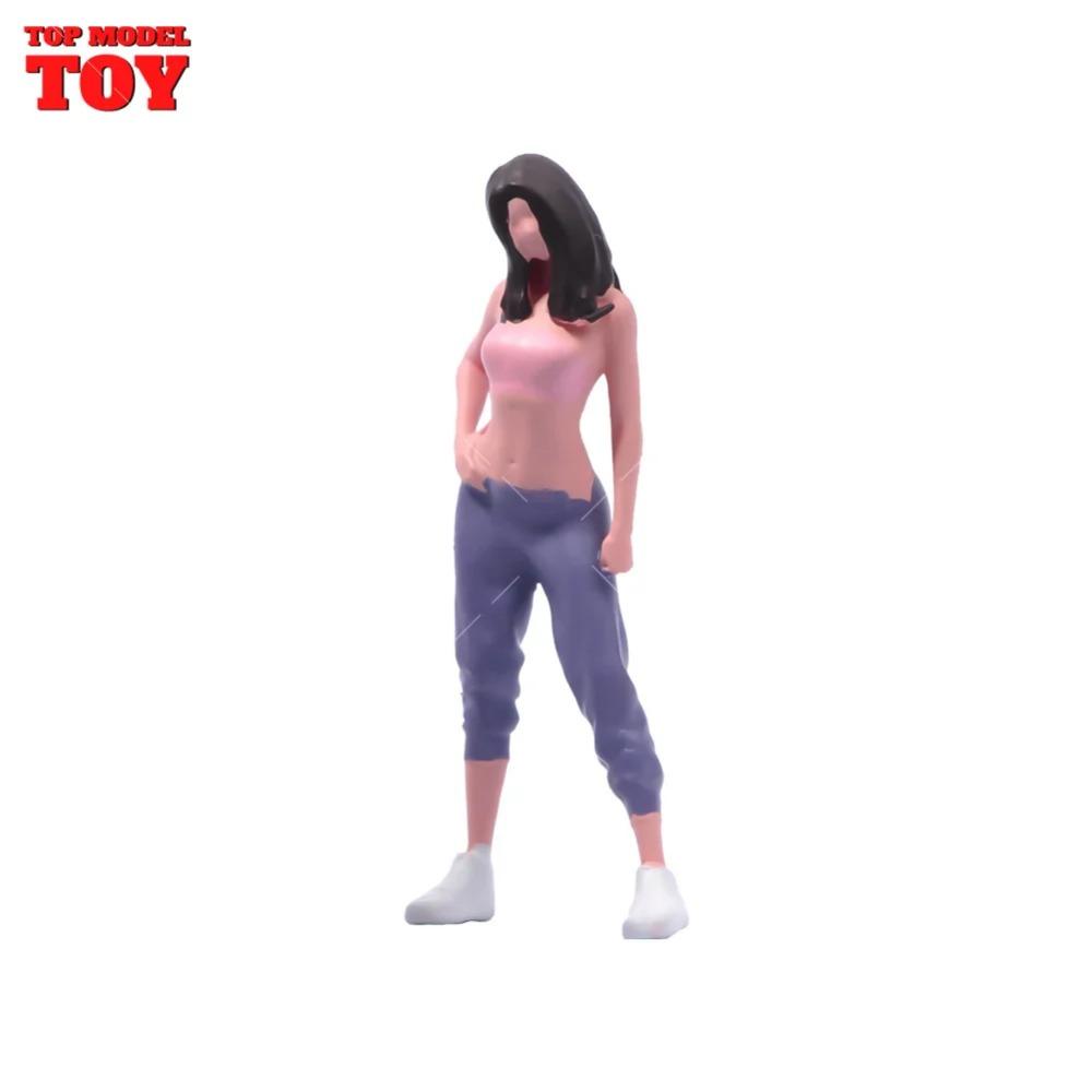 Painted Miniatures 1/64 Scale Beauty Handsome Boy Policeman Girls Male Female Scene Figure Model For Car Vehicles Decorate