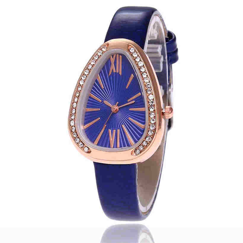 Fashion Ladies Casual Triangle Dial Watches Snakeskin Strap Roman Digital Wrist Watch