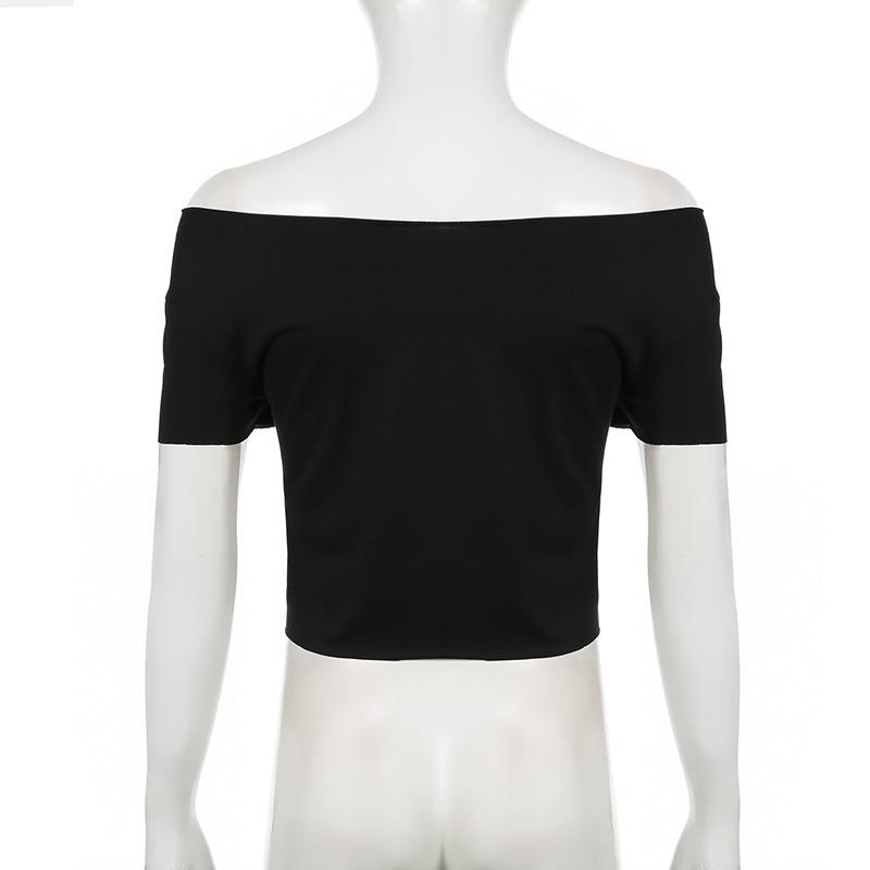 European and American Digital Printed Summer Fashion Personality Short Style Crop Top with Exposed Navel and One Shoulder T-shirt Top