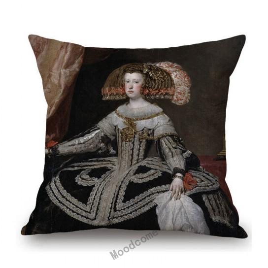 Royal Court Portrait Oil Painting Duchess Princess Ladyship Home Decoration Art Sofa Cotton Linen Throw Pillow Cushion Cover