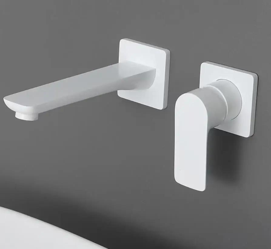 Bathroom wall mounted gunmetal faucet matt gray or brushed gold concealed mixer bathroom wall tap hot and cold wall mixer