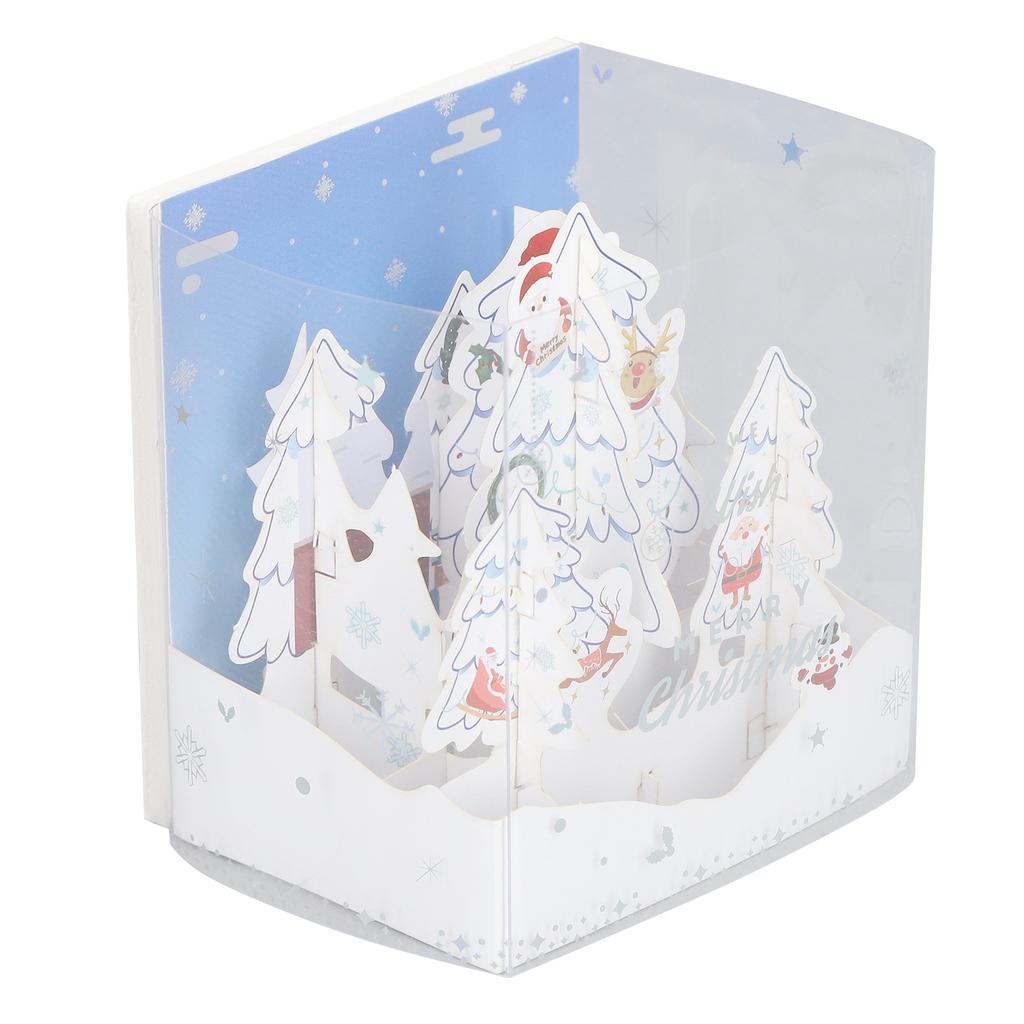 3D Popup Musical Christmas Cards Handcraft Openwork Engraving Snowscape 3D Christmas Cards with Pape