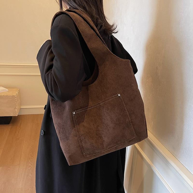 Autumn and winter tide with large-capacity shopping bag leisure literary and leisure handbag simple retro shoulder women's bag tide