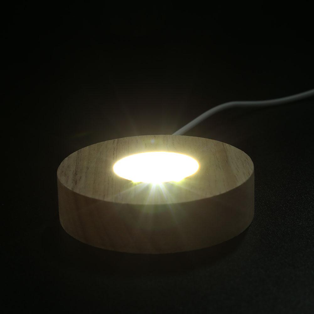 LED Wood Display Base Holder Rectangle Woode Base Stand Acrylic Warm Light Crystal Glass Night Light Base Resin Art Craft Decor