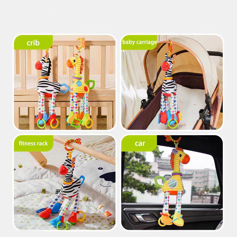 Cute Giraffe Rattle Plush Toys Baby Early Education Accompany Toys Children Sensory Animal Ring The Bell Toys Newborn Baby Gift