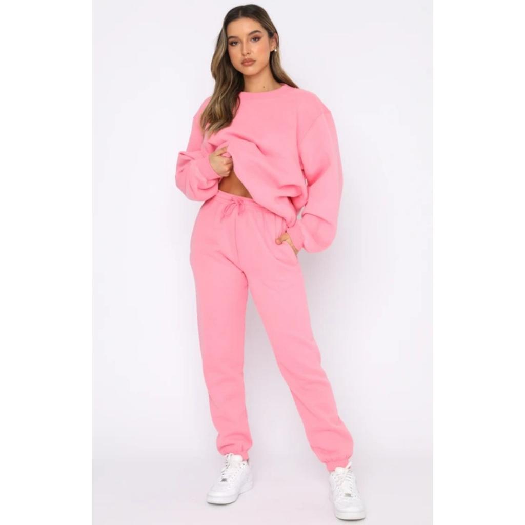 Autumn and Winter Solid Color Round Neck Pullover Long Pants Women's Fashion Casual Long Sleeved Sweatshirt Set