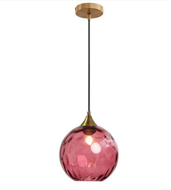 Nordic Colorful Water Ripple Glass Sphere Pendant Lamp for Bedroom or Bar.