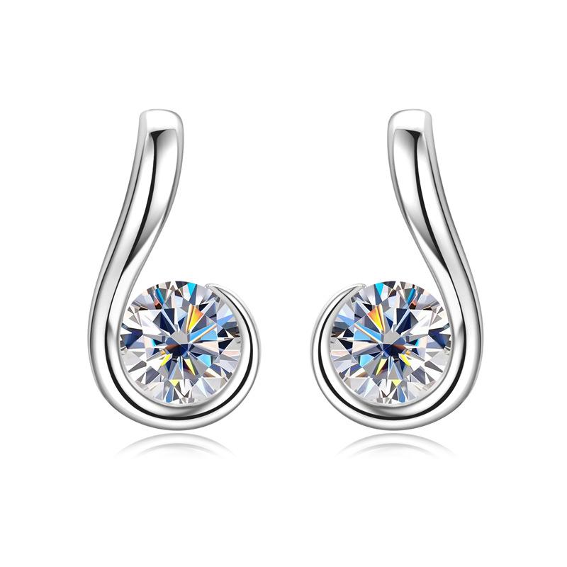 Silvere Glam Korean Version 6-character Note Moissanite Ear Studs With A High-end Design S925 Silver Ear Accessory