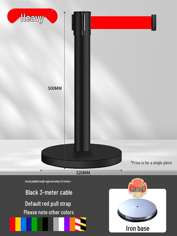 Retractable Queue Barrier Post with Belt
