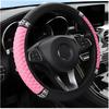Bling Car Steering Wheel Cover, 15 Inch Rhinestones Soft Leather Elastic Steering Wheel Protector, Sparkly Crystal Diamond For Women Girls, Car