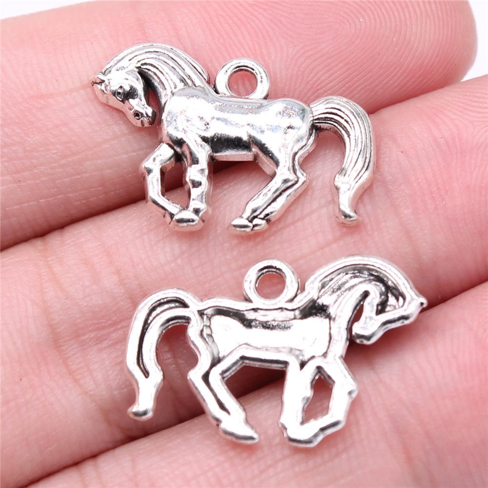 20pcs Running Horse Charms For Jewelry Making Tibetan Bronze Silver Color Pendants Antique Jewelry Making DIY Handmade Craft