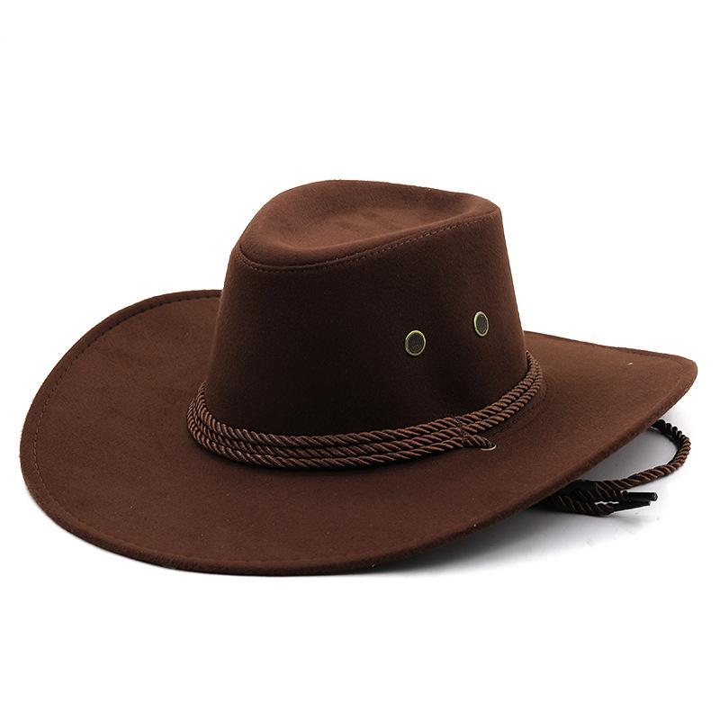 Western Cowboy Hat Big Eaves Suede Outdoor Vintage Top Hat British Jazz Hot Sale